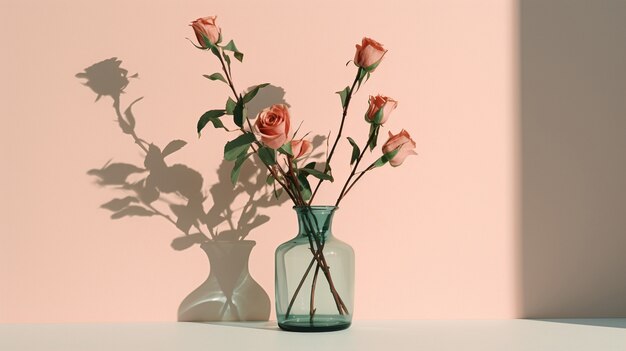 Beautiful blooming roses in vase