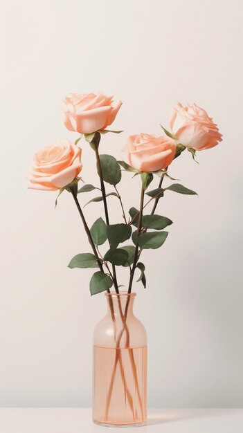 Beautiful blooming roses in vase