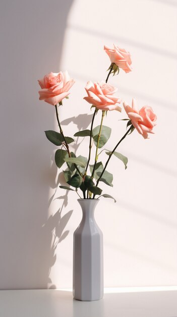 Beautiful blooming roses in vase