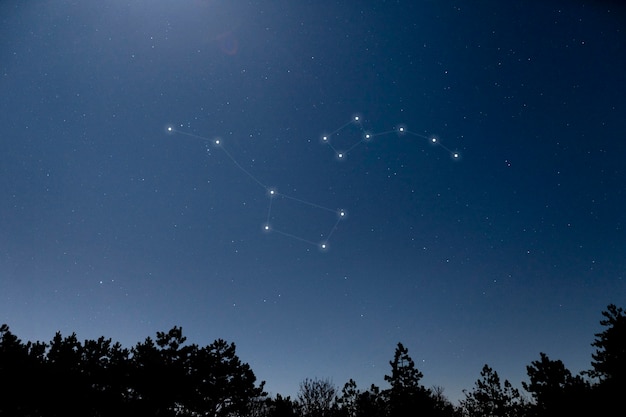 Free photo beautiful constellations on dark blue sky