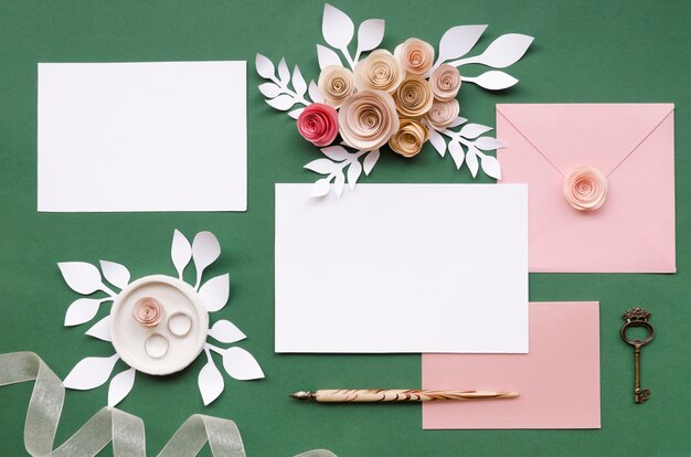 Beautiful floral wedding stationery arrangement