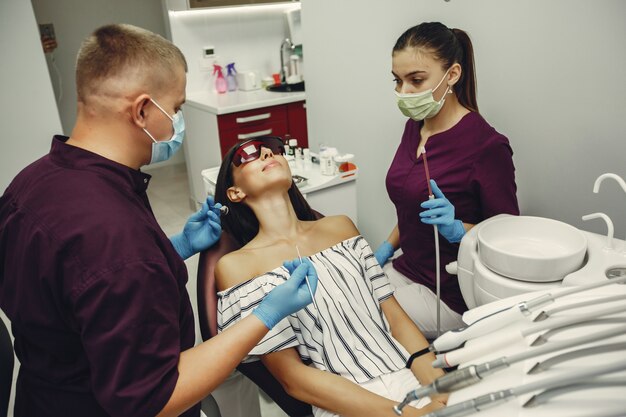 Beautiful girl in a dentist