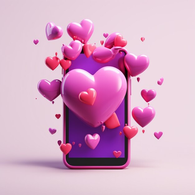 Beautiful hearts with smartphone