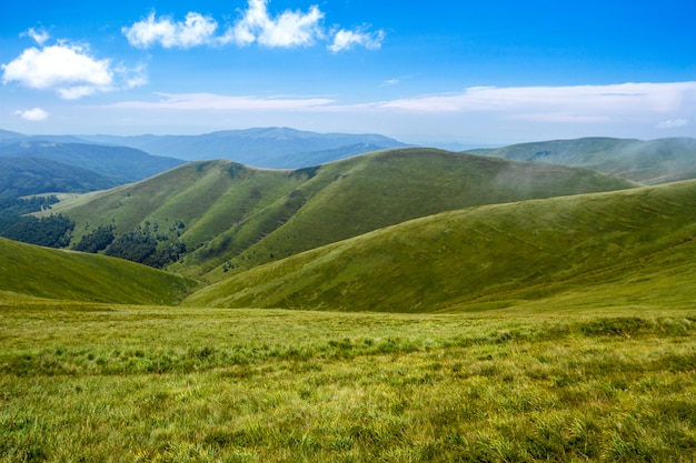 Free Photo beautiful landscape of ukrainian carpathian mountains and cloudy sky.