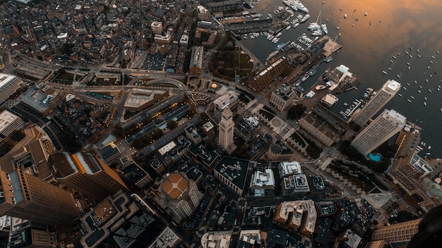 Free Photo beautiful overhead cityscape shot with a drone