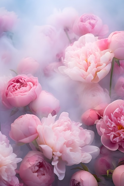 Beautiful wallpaper with pink flowers