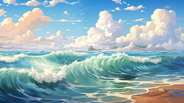 Beautiful water view in anime style