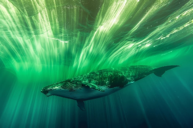 Free photo beautiful whale crossing the ocean