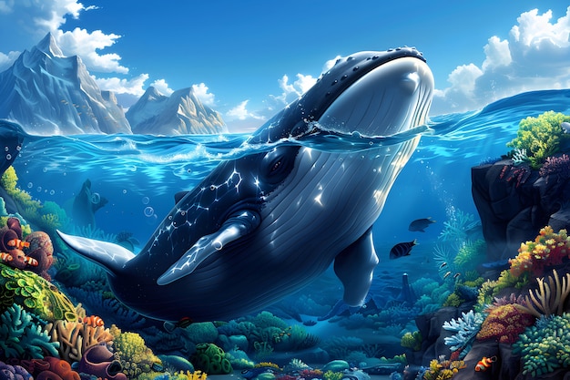 Free photo beautiful whale digital art