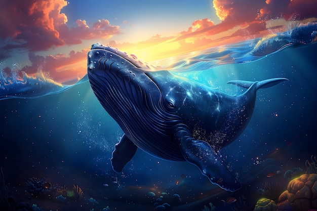 Free photo beautiful whale digital art