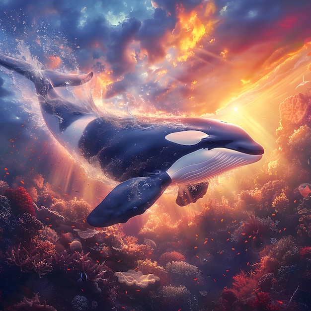 Free photo beautiful whale digital art