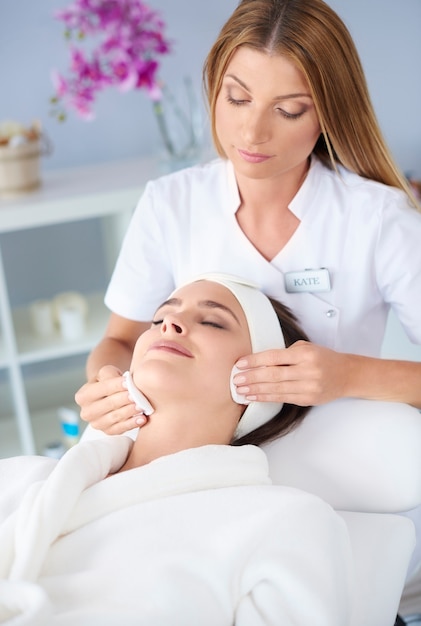 Beautiful woman getting beauty treatment