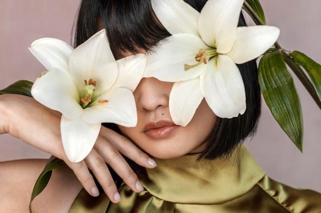 Beautiful woman with flowers