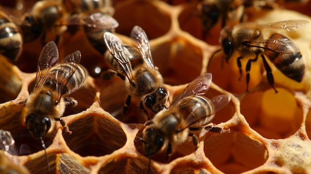 Free photo bee farm close up