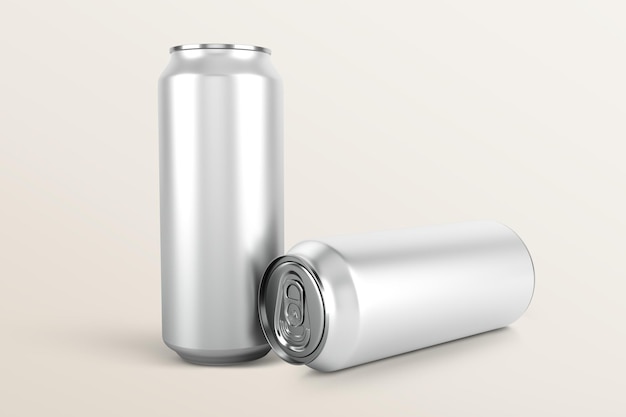 Free photo beverage cans set, blank aluminum packaging