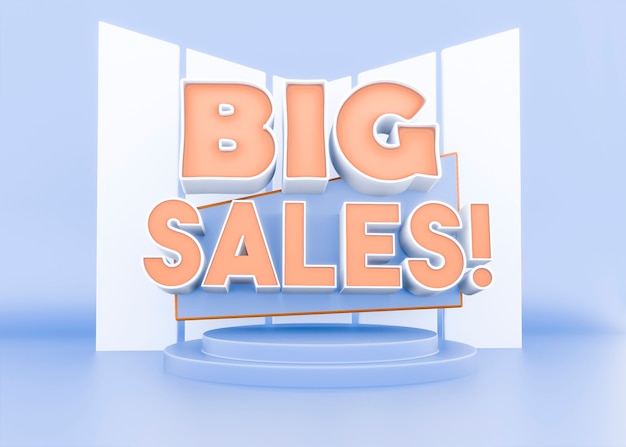 Big sales for retail  with blue podium