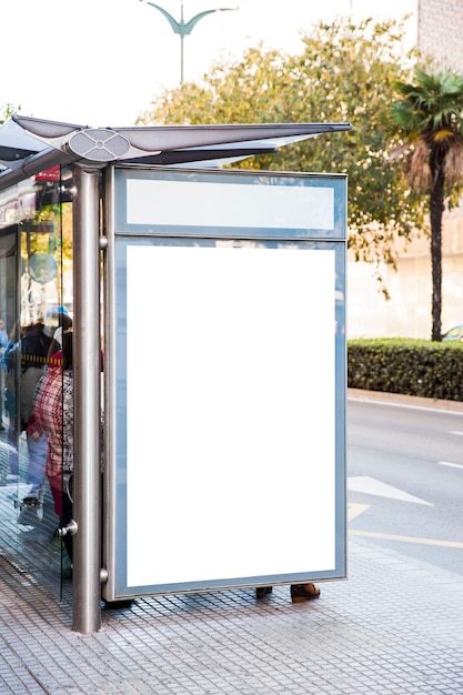 Free photo billboard on city bus stop