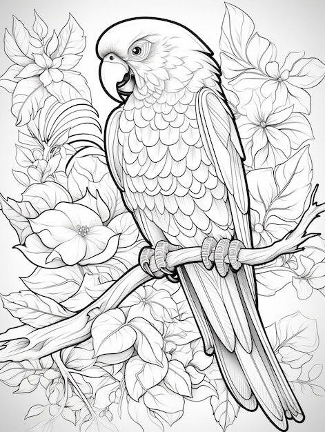 Free photo bird coloring page line art