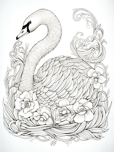 Free Photo bird coloring page line art