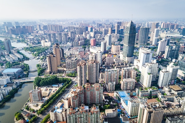 Free Photo a bird's eye view of shanghai