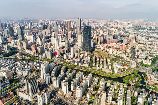 Free Photo a bird's eye view of shanghai