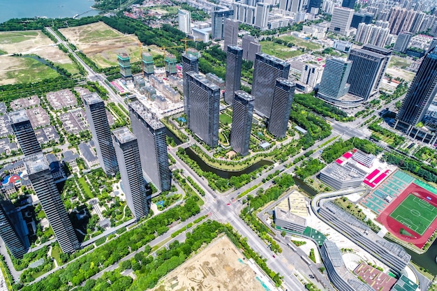 Free Photo a bird's eye view of shanghai