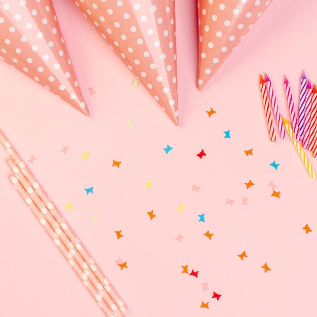 Free photo birthday elements on pink background