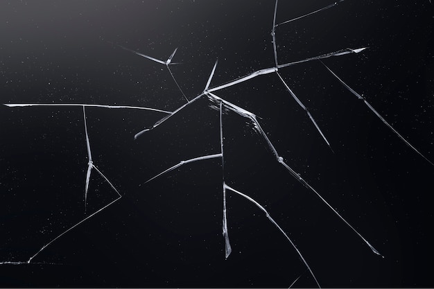 Free Photo black background with cracked glass texture