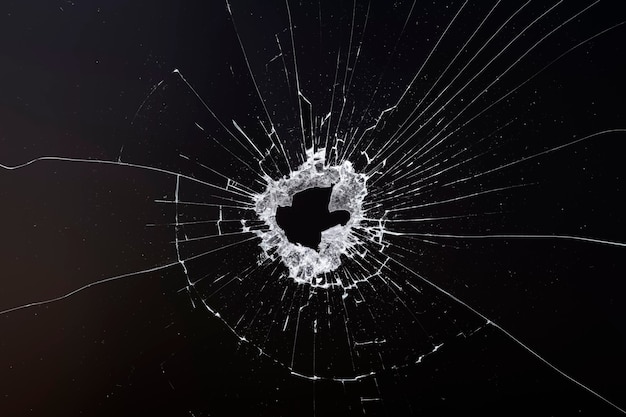 Free Photo black background with shattered glass texture