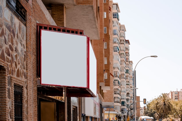 Free Photo blank billboard outside the building in the city