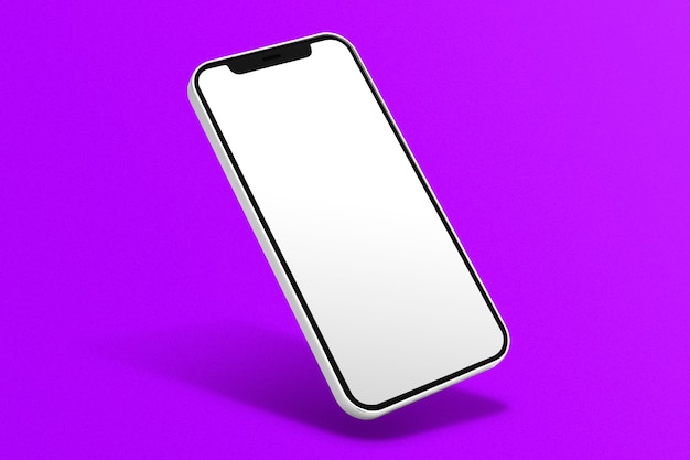 Free photo blank phone screen on purple background