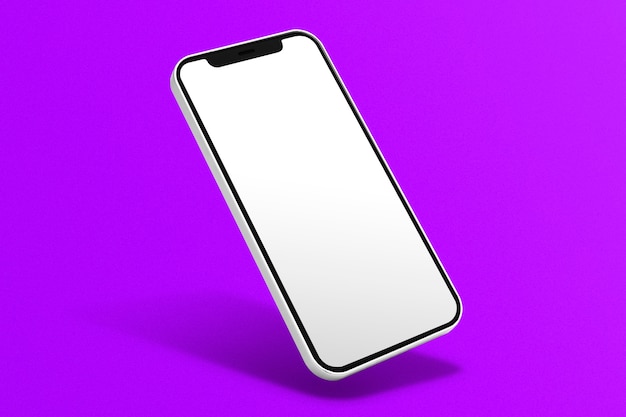 Free Photo blank phone screen on purple background