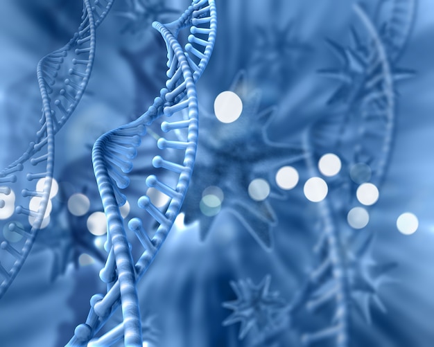 Free photo blue background of dna with bokeh effect