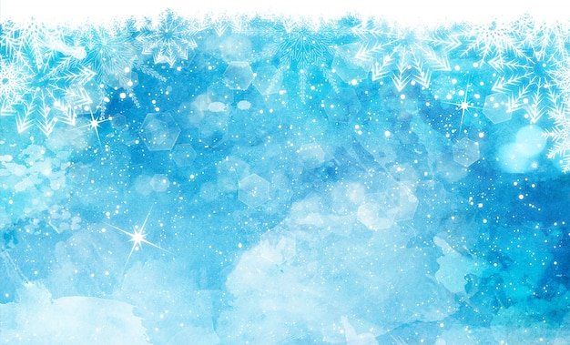 Free Photo blue background, watercolors christmas