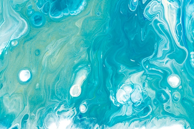 Free photo blue liquid marble background diy flowing texture experimental art