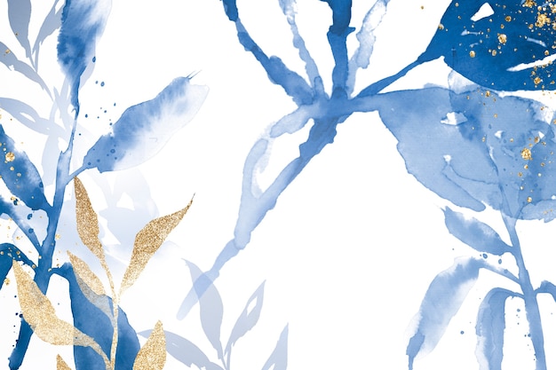 Free photo blue watercolor leaf background aesthetic winter season