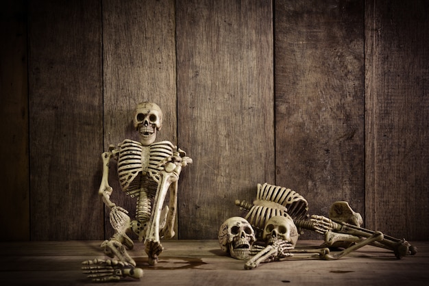 Free photo body object background wooden skeleton