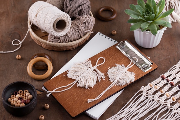 Boho macrame arrangement indoors