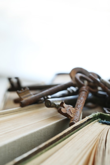 Free photo books with old rusty keys