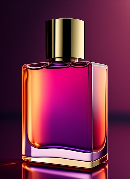 Free photo a bottle of perfume with a purple background and the word perfume on it.