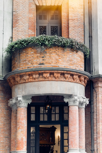 Free photo brick wall of vintage architecture