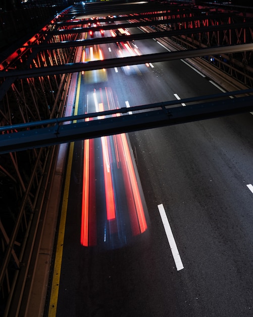 Bridge with motion blur traffic close-up