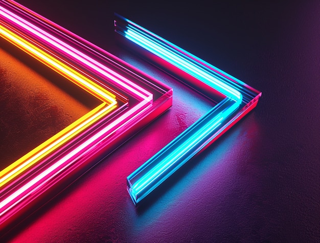 Free photo bright neon colors illuminated arrow