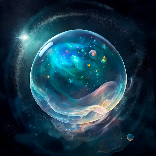 Бесплатное фото Пузырьковая планета в космосе