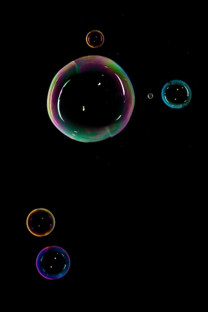 Free photo bubbles on black background