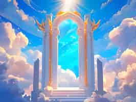 Free photo cartoon depiction of the gates of heaven