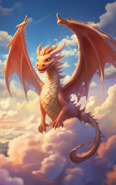 Free photo cartoon dragon character