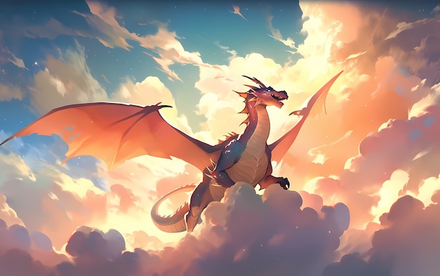 Free photo cartoon dragon character