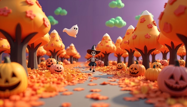 Free photo cartoon halloween wallpaper