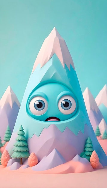 Free photo cartoon mountain character